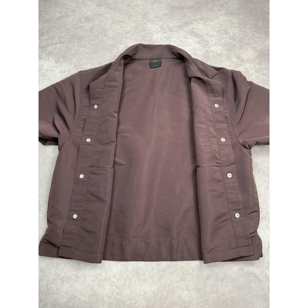 Jordan x A Ma Maniére Shirt Mens Large Maroon Snap Front Short Sleeve DV7460-263